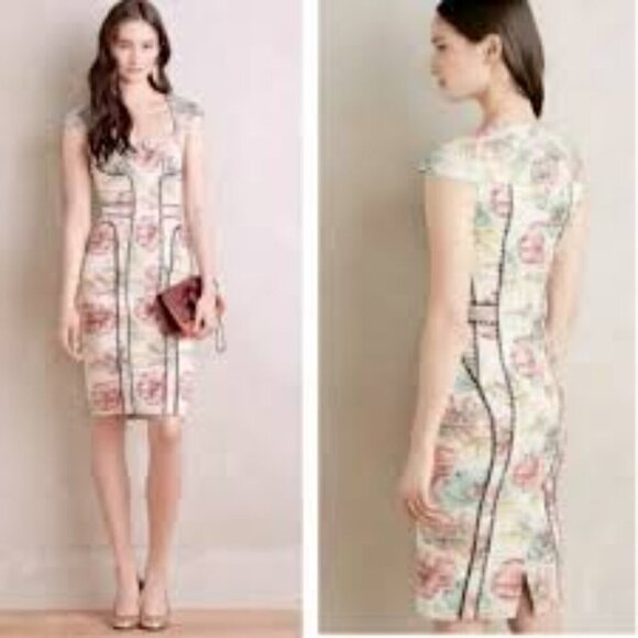 Byron Lars Beauty Mark Floral Brocade Garden Sheath Dress 6 Petite - Picture 6 of 16